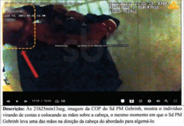 Corregedoria descreve imagens da câmeras corporais dos militares | Reprodução