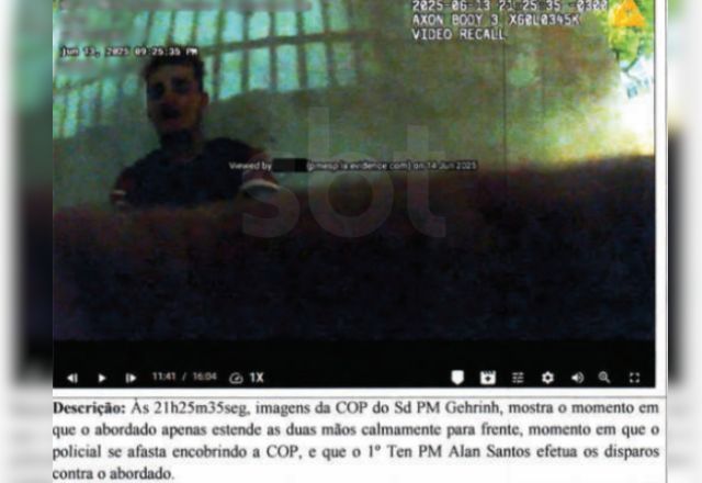 Corregedoria descreve imagens da câmeras corporais dos militares | Reprodução