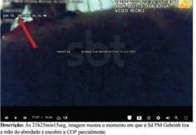 Corregedoria descreve imagens da câmeras corporais dos militares | Reprodução