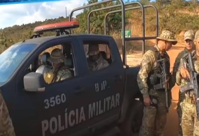 policiais na captura do serial killer Lázaro Barbosa no Goiás