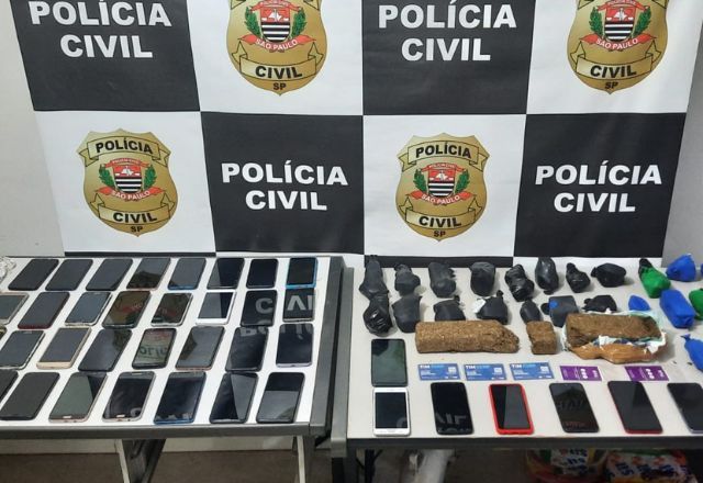 Homem que levaria drogas e quase 60 celulares à penitenciária é preso em Bauru | Foto: Reprodução/ Secretaria de Segurança Pública