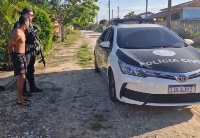 Momento em que Marcus Adriano Marins Assunção é preso | Reprodução/Polícia Civil-RJ