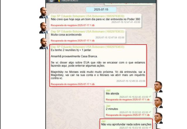 Eduardo Bolsonaro instruí o pai sobre entrevista | Foto: reprodução/PF 