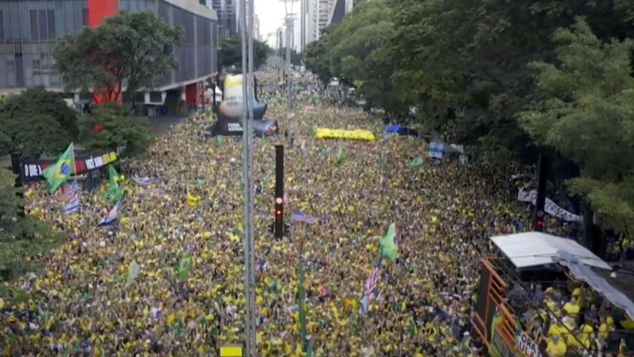 Ato pela anistia a condenados por atos antidemocráticos neste domingo (6) na Avenida Paulista (SP) | Reprodução