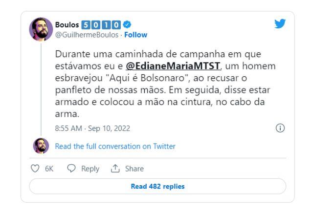 publicacao de guilherme boulos nas redes sociais
