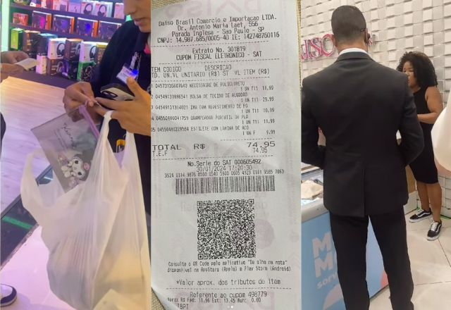 Montagem com trechos dos vídeos publicados por cliente acusada injustamente de furtar Daiso Japan no Shopping Tucuruvi