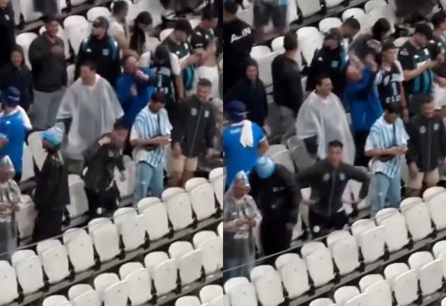 Torcedor do Racing (Argentina) é flagrado fazendo gestos racistas | Reprodução/Redes sociais