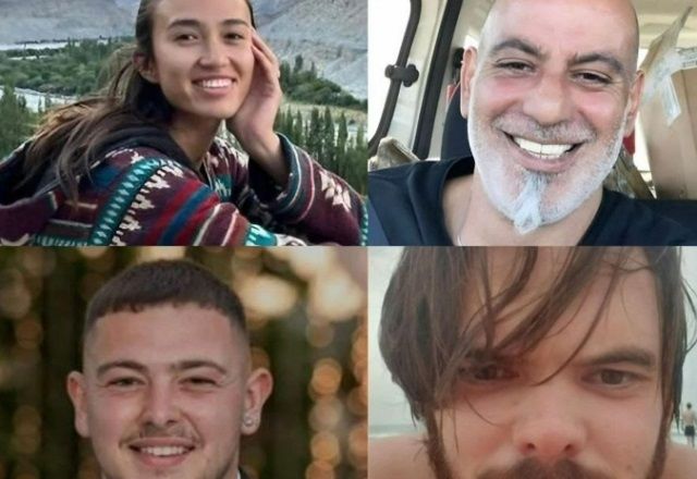 Noa Argamani, de 25 anos, Almog Meir Jan, de 21, Andrey Kozlov, de 27, e Shlomi Ziv, de 40, haviam sido sequestrados pelo Hamas em 7 de outubro de 2023 | Reprodução/Embaixada de Israel no Brasil