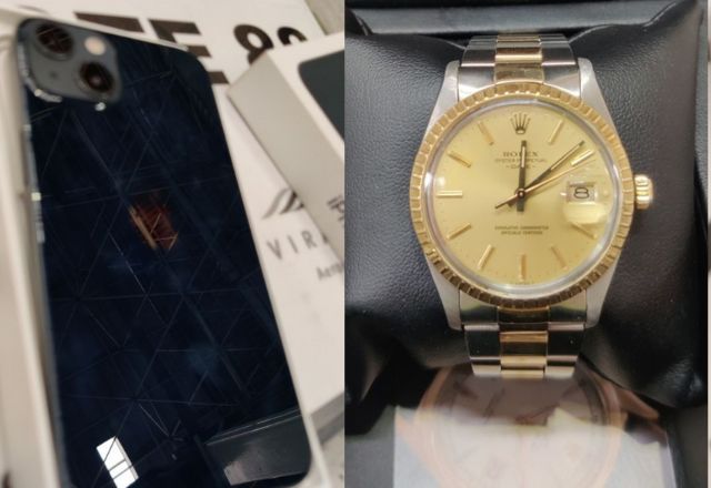 Rolex e Iphone: itens podem ser adquiridos no Leilão da Receita Federal | Foto: Divulgação/Receita Federal