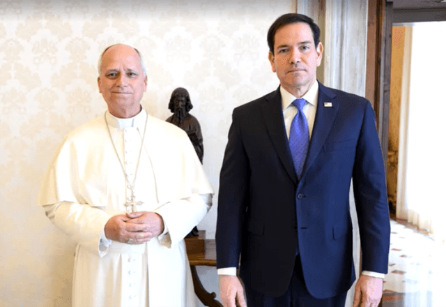 Marco Rubio se reúne com papa Leão XIV | Reprodução Reuters
