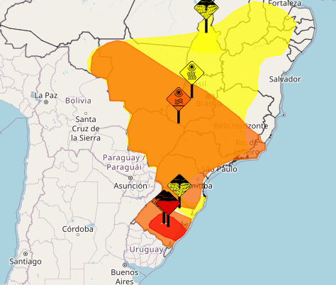 Inmet emite alerta vermelho para risco de tempestade no RS