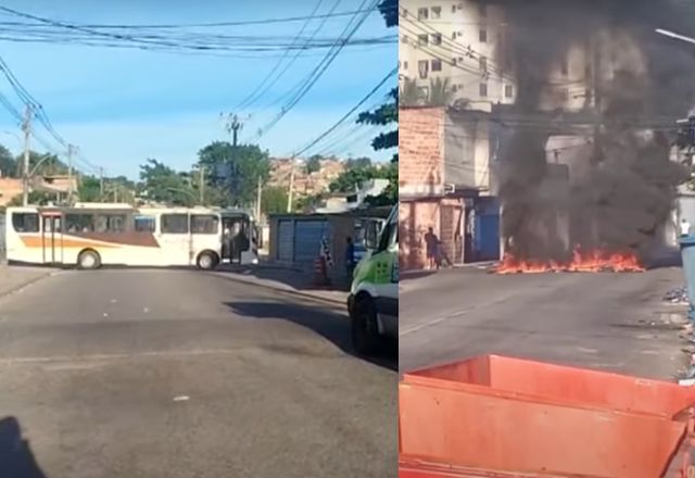 Criminosos usam ônibus como barricada durante confronto com a PM no Rio de Janeiro