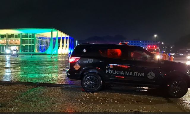 Reforço de segurança na Praça dos Três Poderes (Reprodução/SBT)