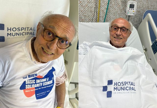 Eduardo Suplicy publicou nas redes sociais fotos dele no hospital | Reprodução/Redes sociais