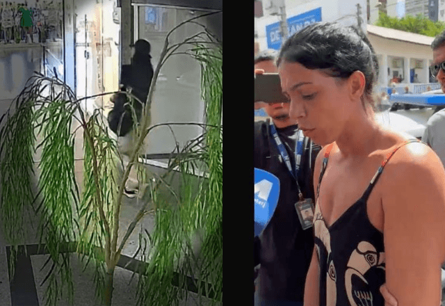 Dayana Brito, presa no ES, aparece em imagens entrando na loja com uma mochila antes da explosão | Reprodução
