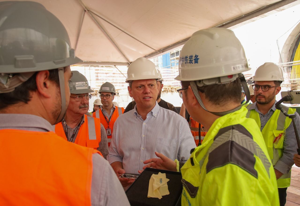 Tarcísio de Freitas deu declaração durante visita a obra do Metrô | Marcelo S. Camargo/Governo do Estado de SP