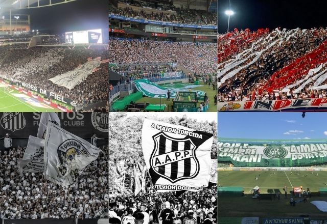 Torcidas adversárias dos seis principais clubes do estado paulista | SBT News / Reprodução Mancha Alviverde, Independente, Santos FC, Ponte Preta e redes sociais 