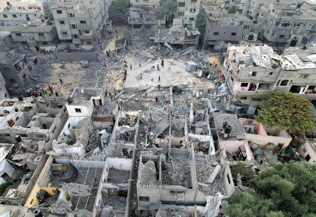 vista aérea do campo de refugiados de Nuseirat, Faixa de Gaza