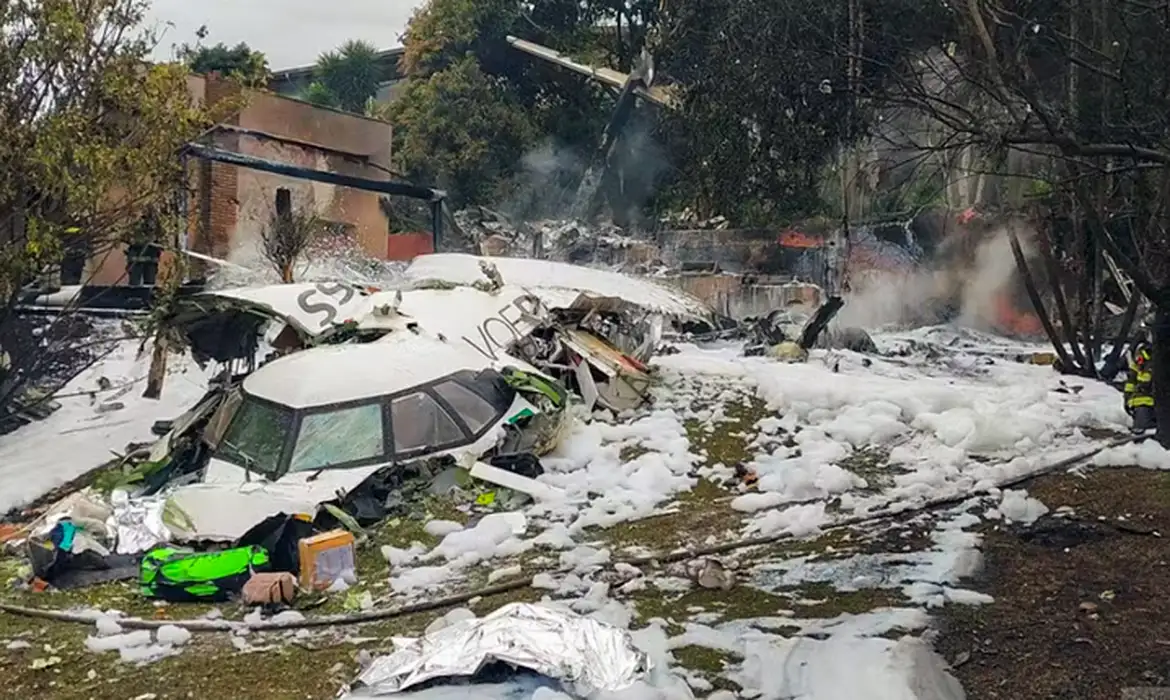 Avião da Voepass caiu em Vinhedo, São Paulo, em 9 de agosto | Divulgação/Secretaria de Segurança de SP